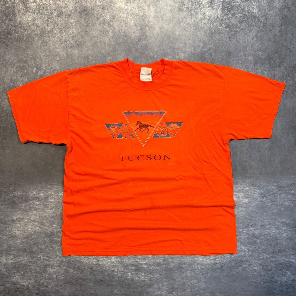 Vintage Tucson Arizona Graphic T-Shirt Mens XL Orange Western Desert‎ Cowboy